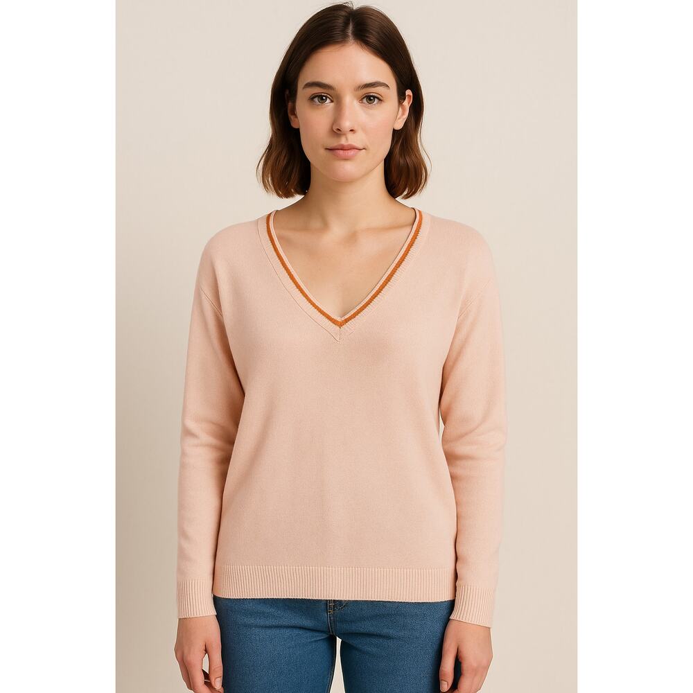Minimalist Soft Knit Blush Pink V-Neck Sweater Scotch & Soda Size S